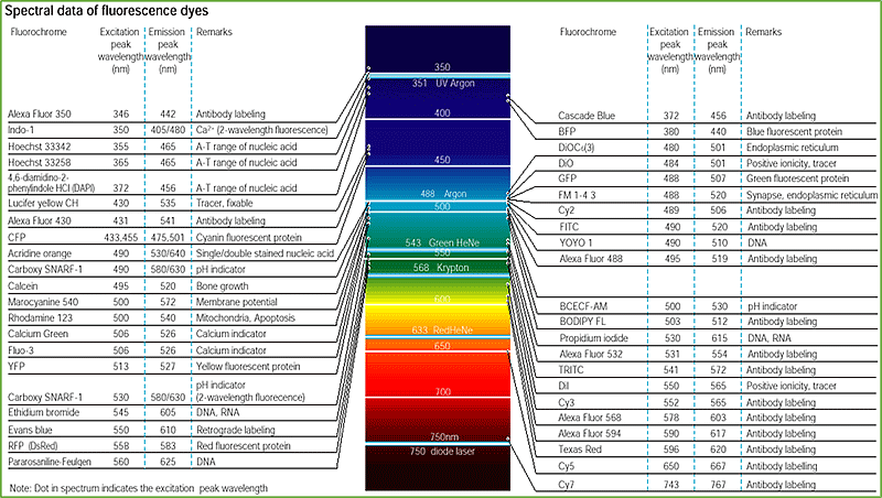 tabella fluorescenza